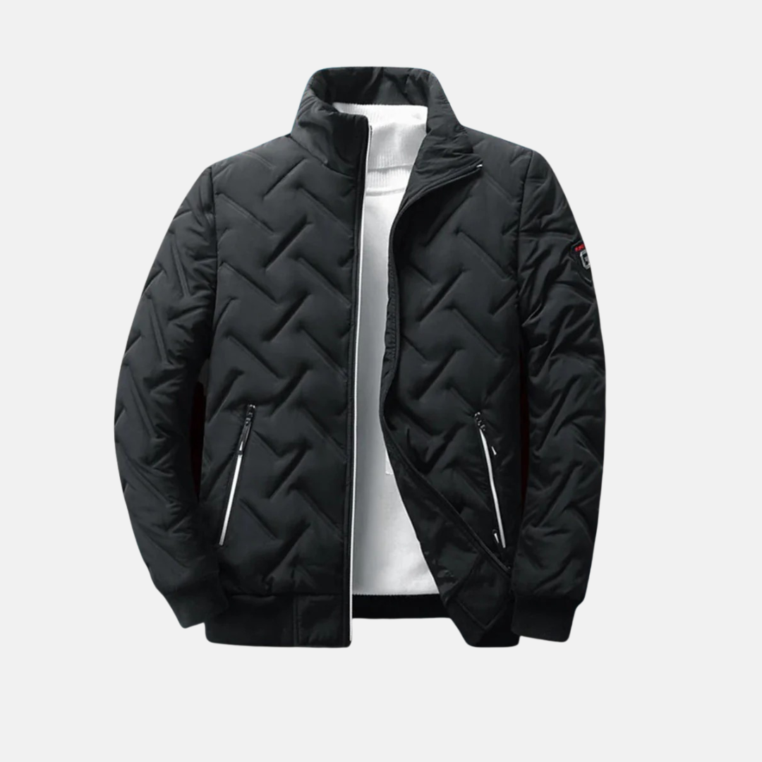 Insulated Chevron Quilted High Collar Jacket