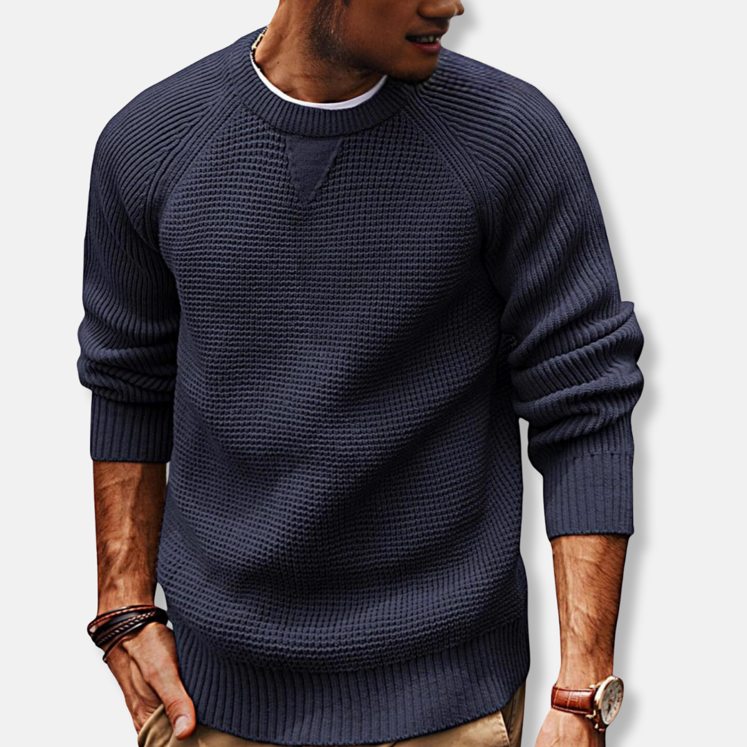 Knit Texture Raglan Crewneck Sweatshirt