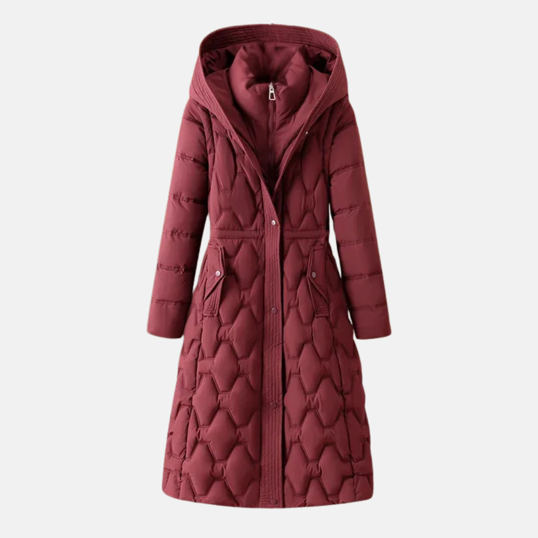 Hooded Fitted Waist Padded Quilted Jacket