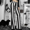 Women's Flared Pants - High-Waisted - Stretchable Fabric - Vertical Stripes - Comfort Fit