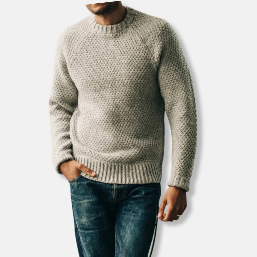 Wool Blend Relaxed Fit Crew Neck Sweater