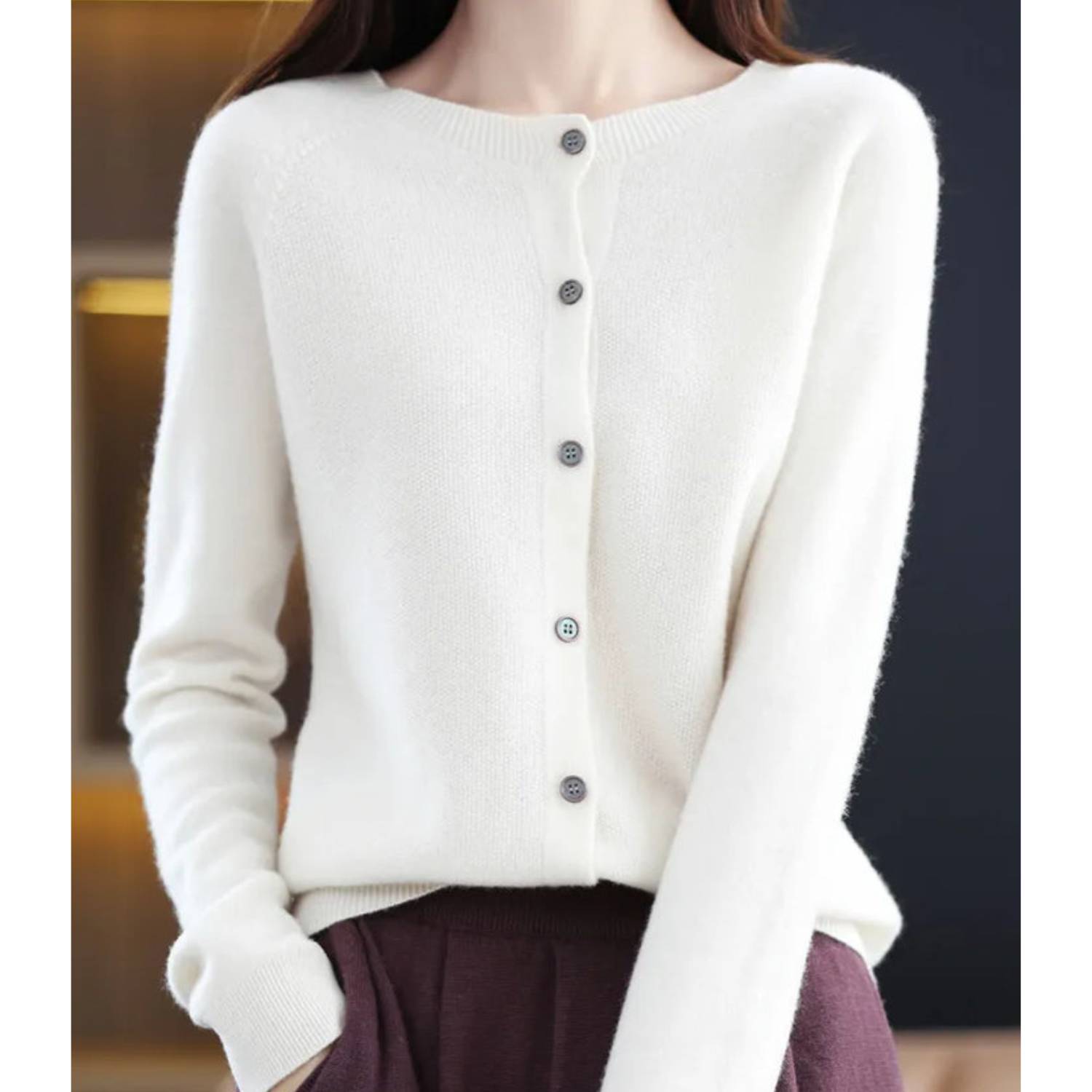 Women's Cardigan - Soft Knit - Button Closure - Relaxed Fit - Long Sleeved