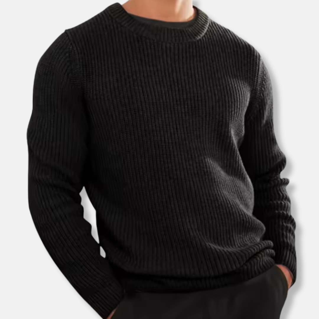 Wool Blend Ribbed Knit Regular Fit Sweater