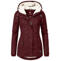 Women's Parka Jacket - Long Tailored Fit - Water-Repellent - Lined with Soft Insulation - Hood with Drawstring