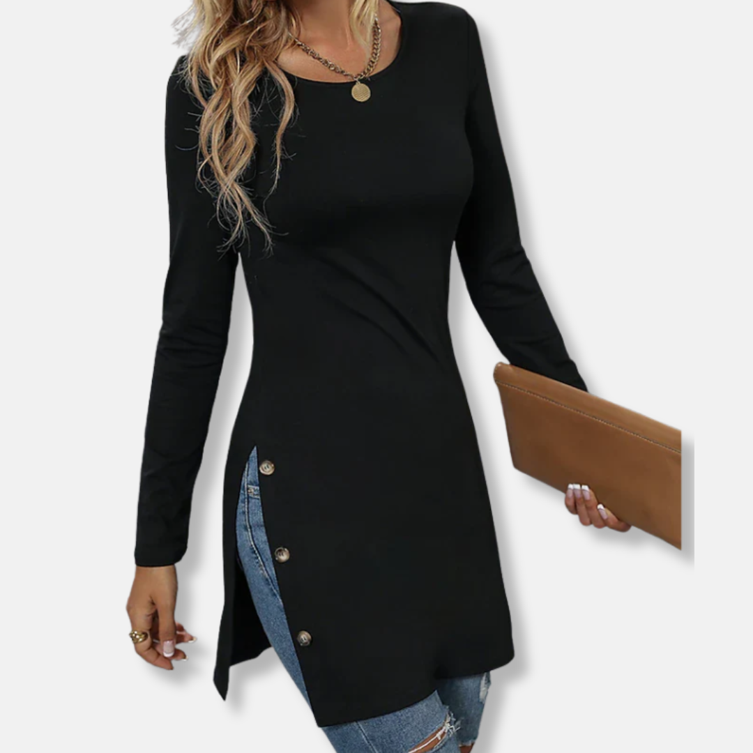 Stretch Knit Side Split Tunic Top