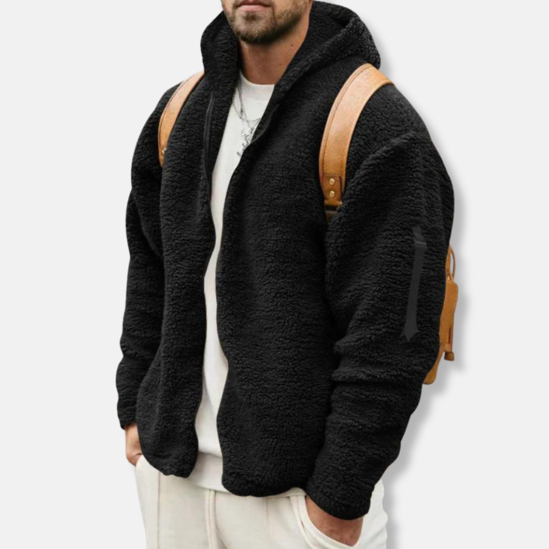 Sherpa Fleece Zip-Up Relaxed Fit Hoodie
