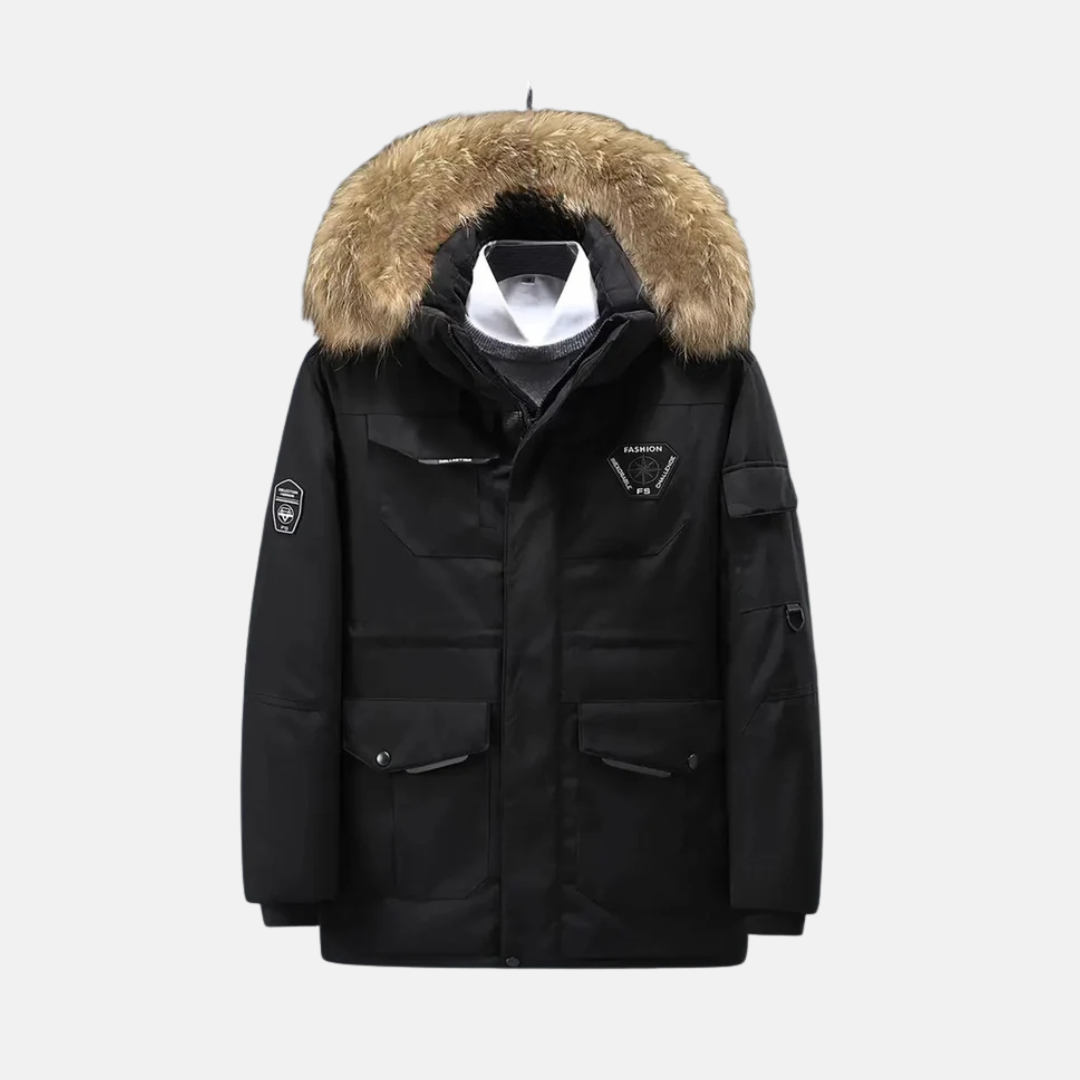 Windproof Faux Fur Trim Structured Parka Jacket