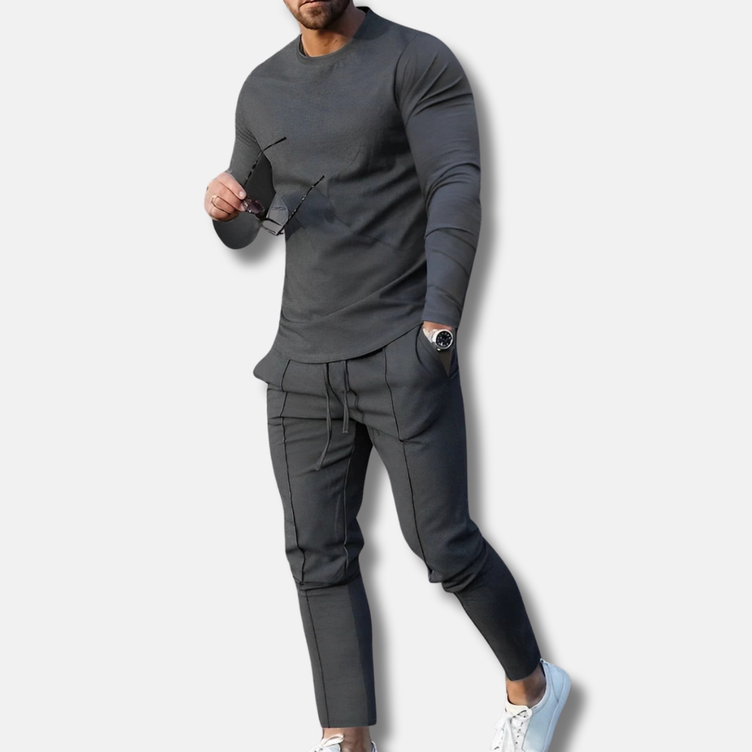Two-Piece Cotton Blend Slim Fit Sweatsuit Set