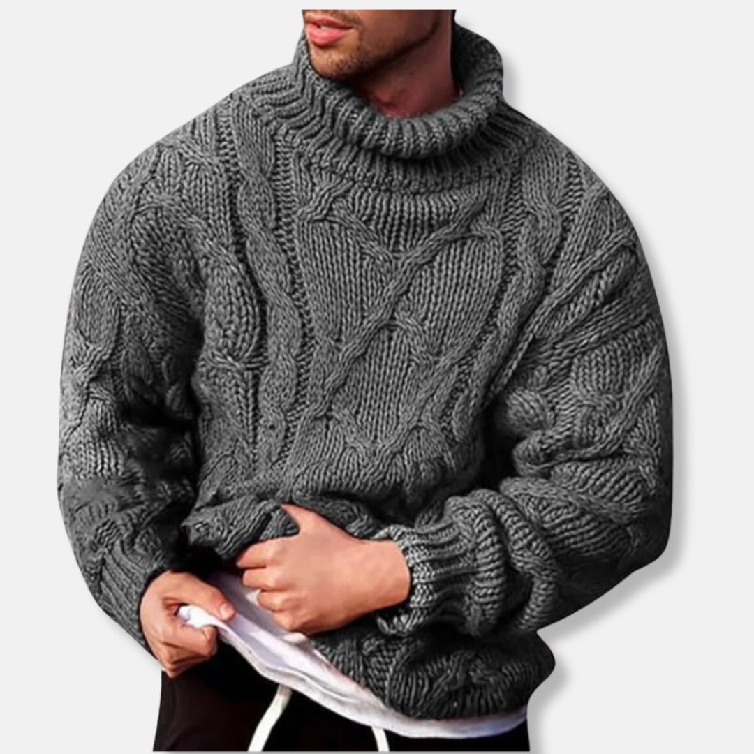 Cable Knit Wool Blend Turtleneck Sweater