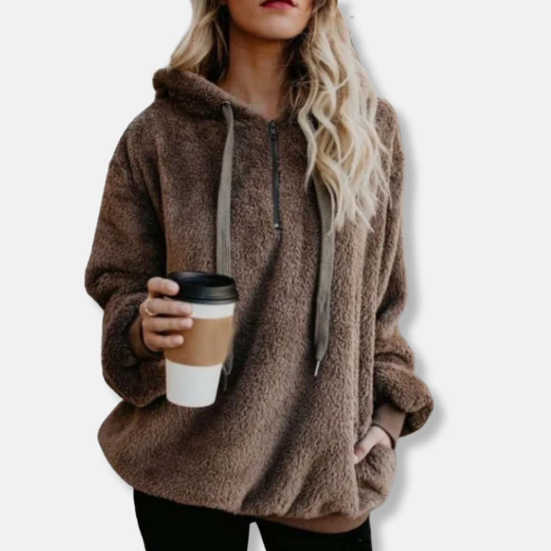 Plush Fleece Loose Fit Hooded Sweatshirt