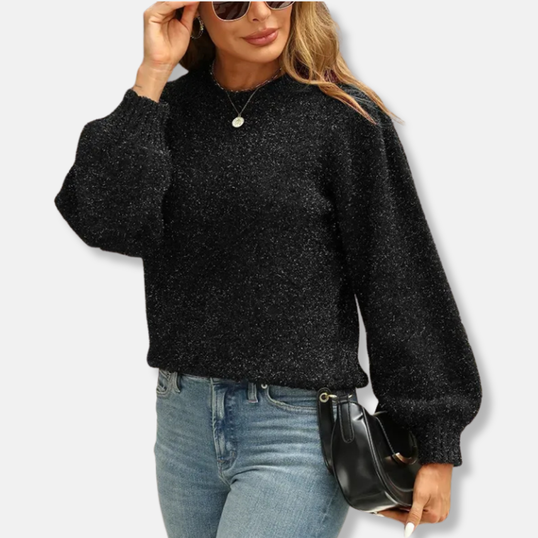 Plush Knit Puff Sleeve Sweatshirt