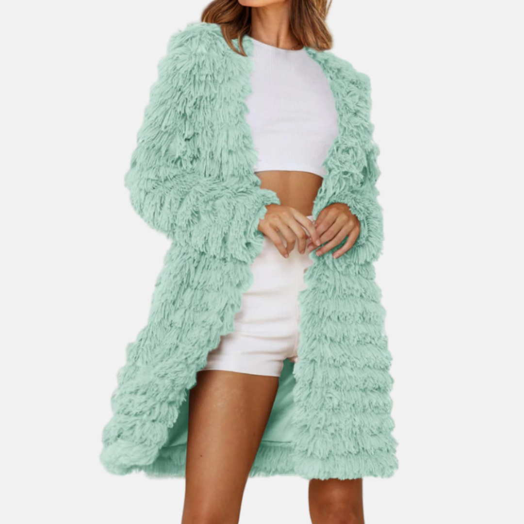 Shaggy Texture Relaxed Fit Longline Cardigan