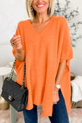 Women's Poncho Top - Soft Knit - Loose Fit - V-Neck Draped Design
