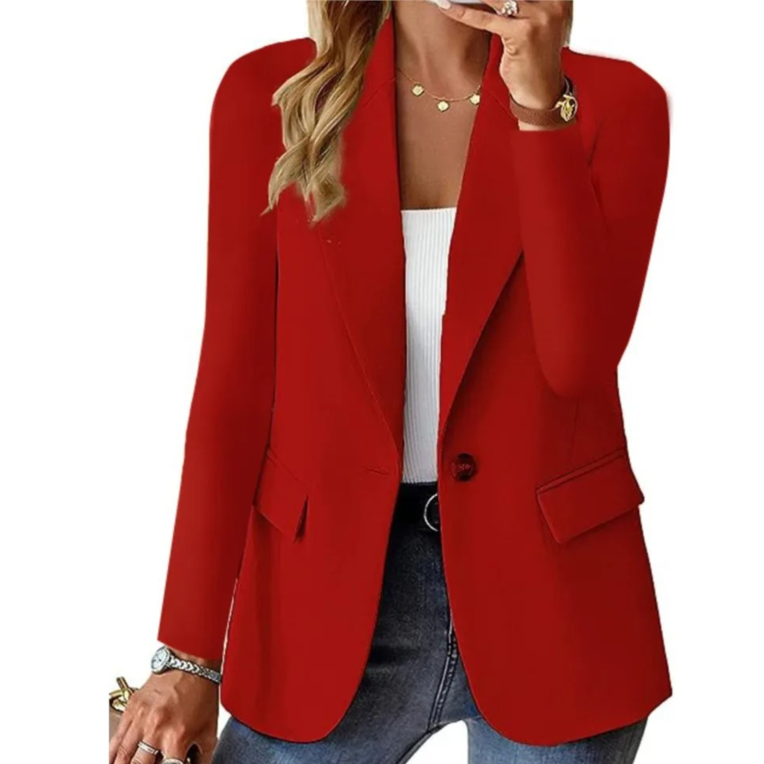 Blazer for Women - Slim Fit - Single-breasted - Button Closure - Notch-lapel