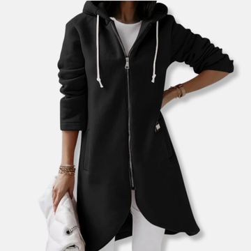 Long Hooded Knit Asymmetrical Cardigan
