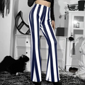 Women's Flared Pants - High-Waisted - Stretchable Fabric - Vertical Stripes - Comfort Fit
