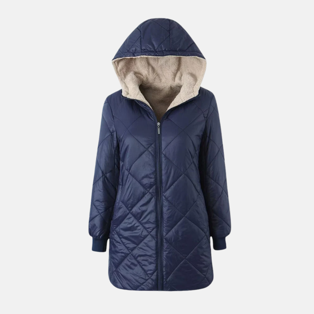 Reversible Diamond Stitch Hooded Quilted Coat