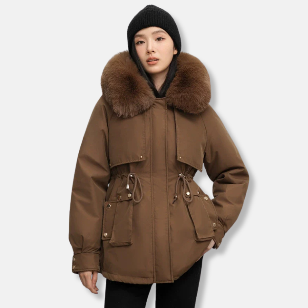 Weather-Resistant Faux Fur Collar Parka Jacket