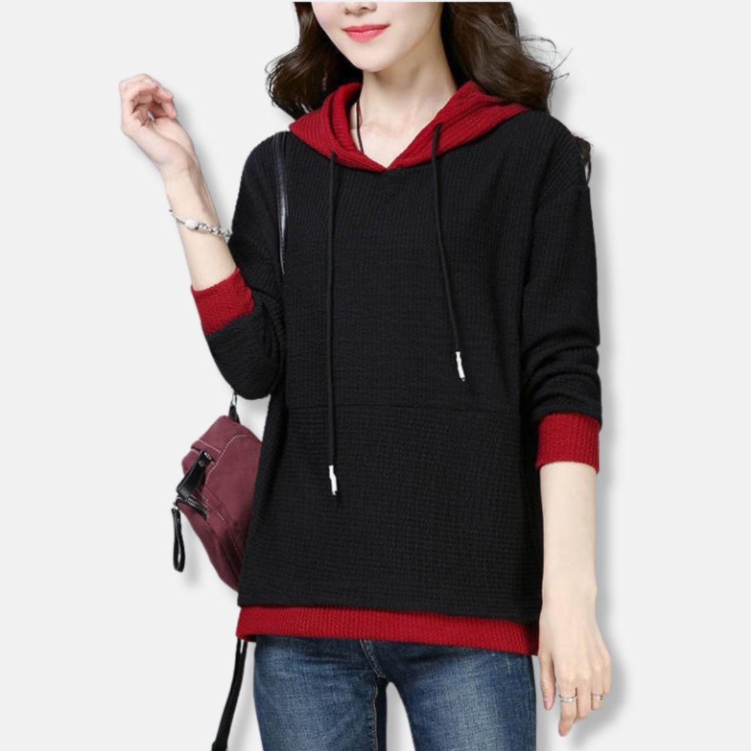 Knit Loose Fit Tunic Hooded Sweatshirt