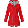 Women's Raincoat - Waterproof Long Model - Adjustable Waist - Hood with Lining