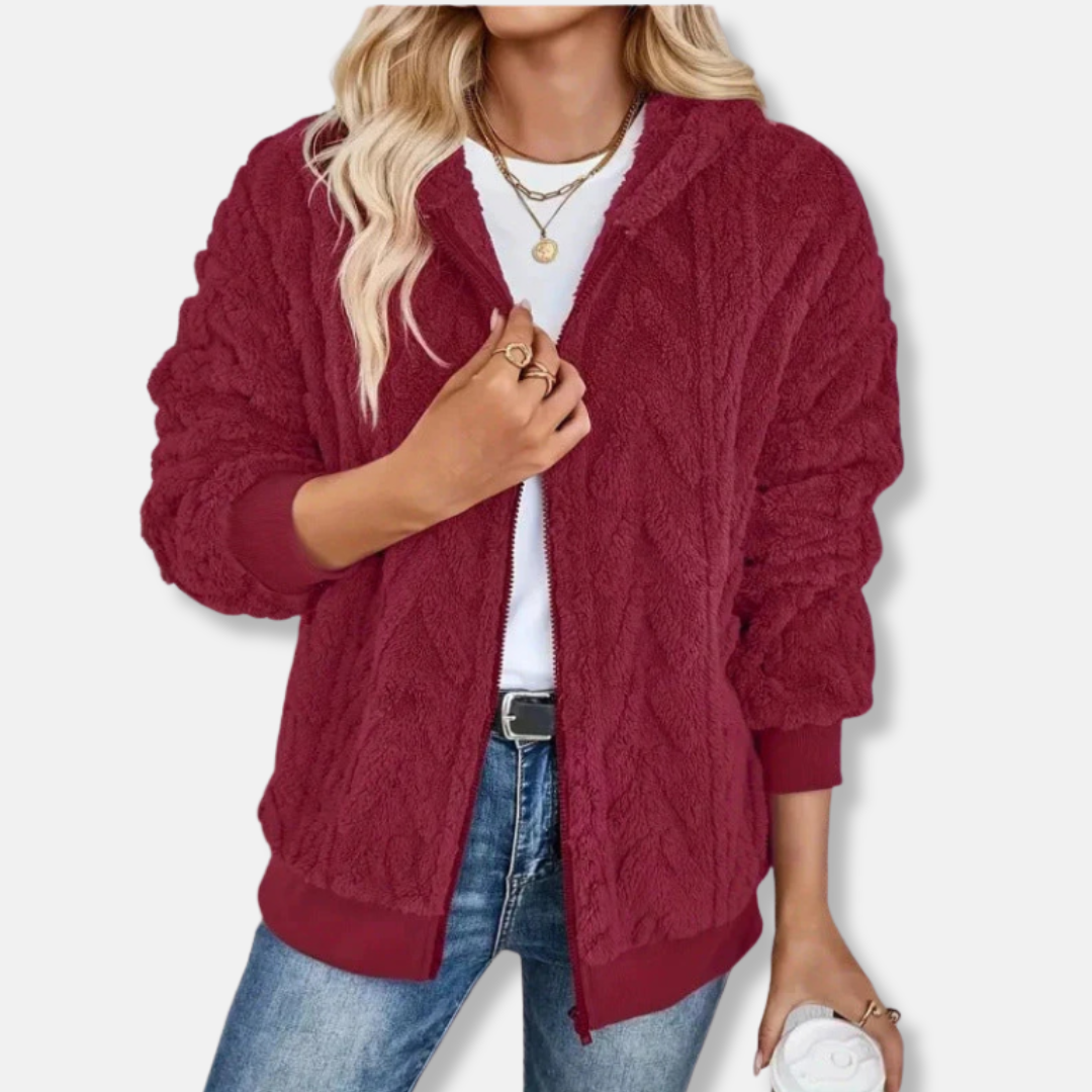 Plush Knit Oversized Relaxed Fit Hooded Jacket