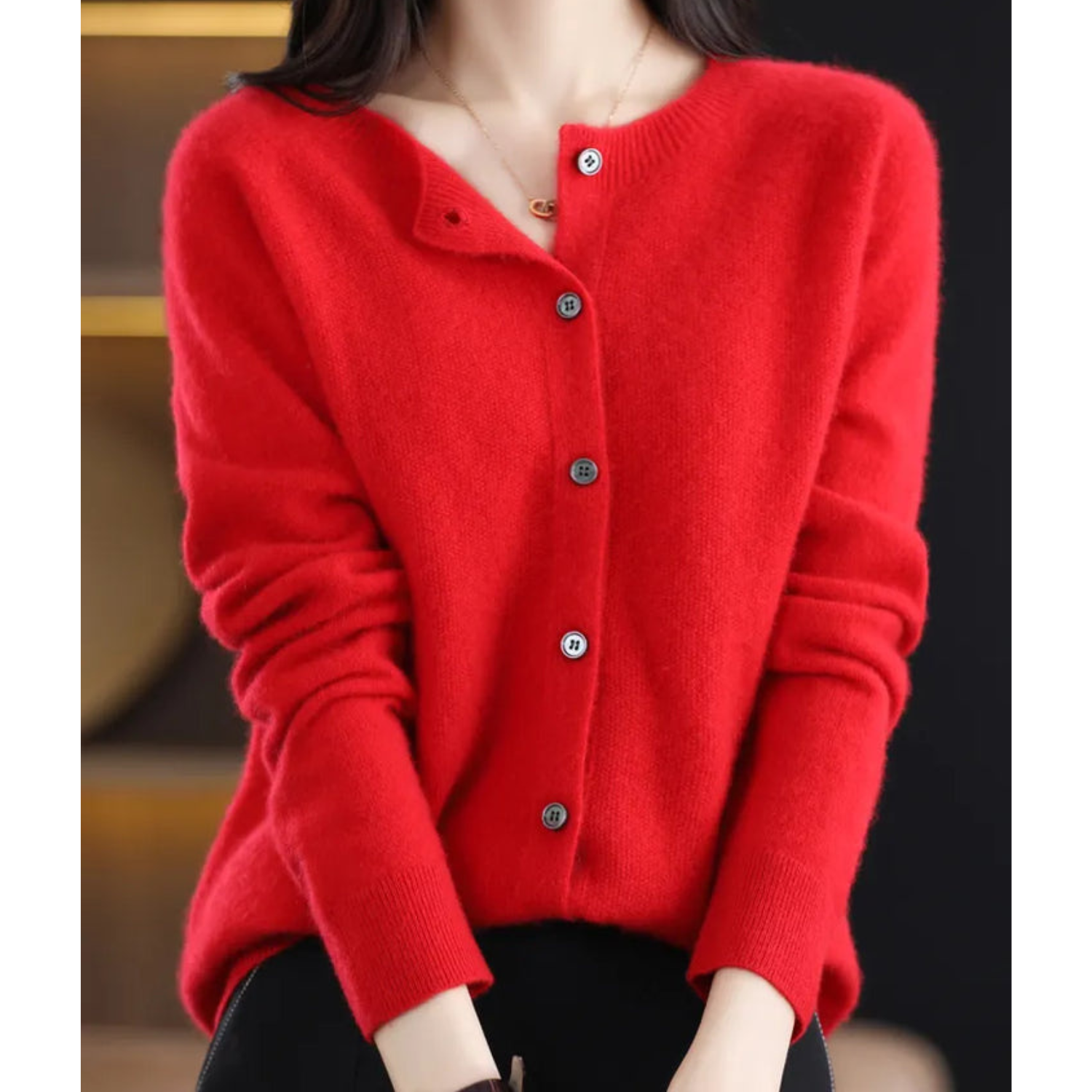 Women's Cardigan - Soft Knit - Button Closure - Relaxed Fit - Long Sleeved