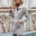 Women's Trench Coat - Lightweight Water-Repellent - Adjustable Waist - Long-Sleeved with Zipper
