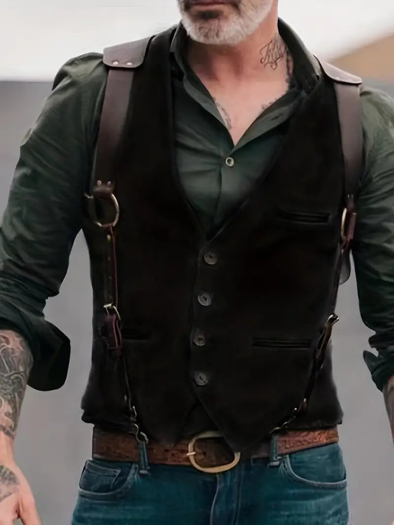 Wool Look Slim Fit V-Neck Vest