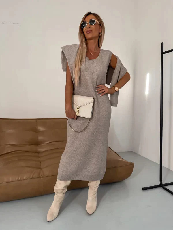 Women's Knit Set - Turtleneck Sweater & Midi Skirt - Soft and Elegant Fit