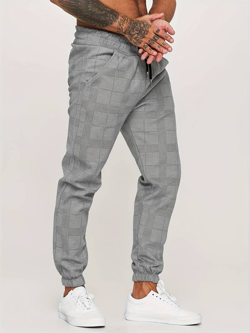 Checkered Tapered Fit Jogging Pants