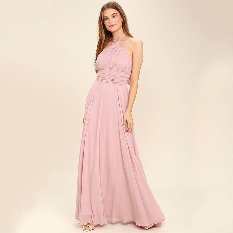 Chiffon Halterneck Pleated Gala Dress