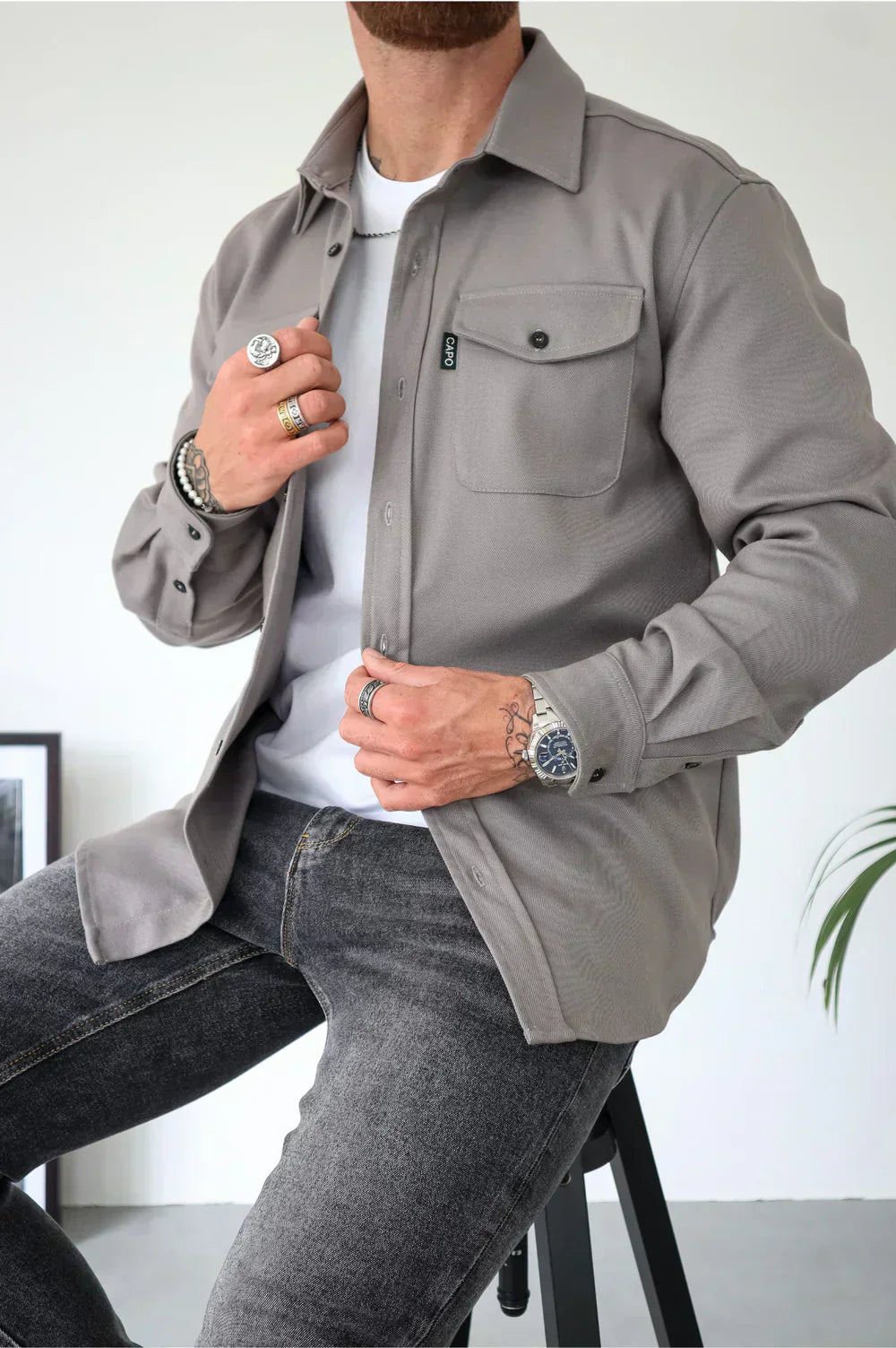 Cotton Relaxed Fit Long-Sleeved Overshirt