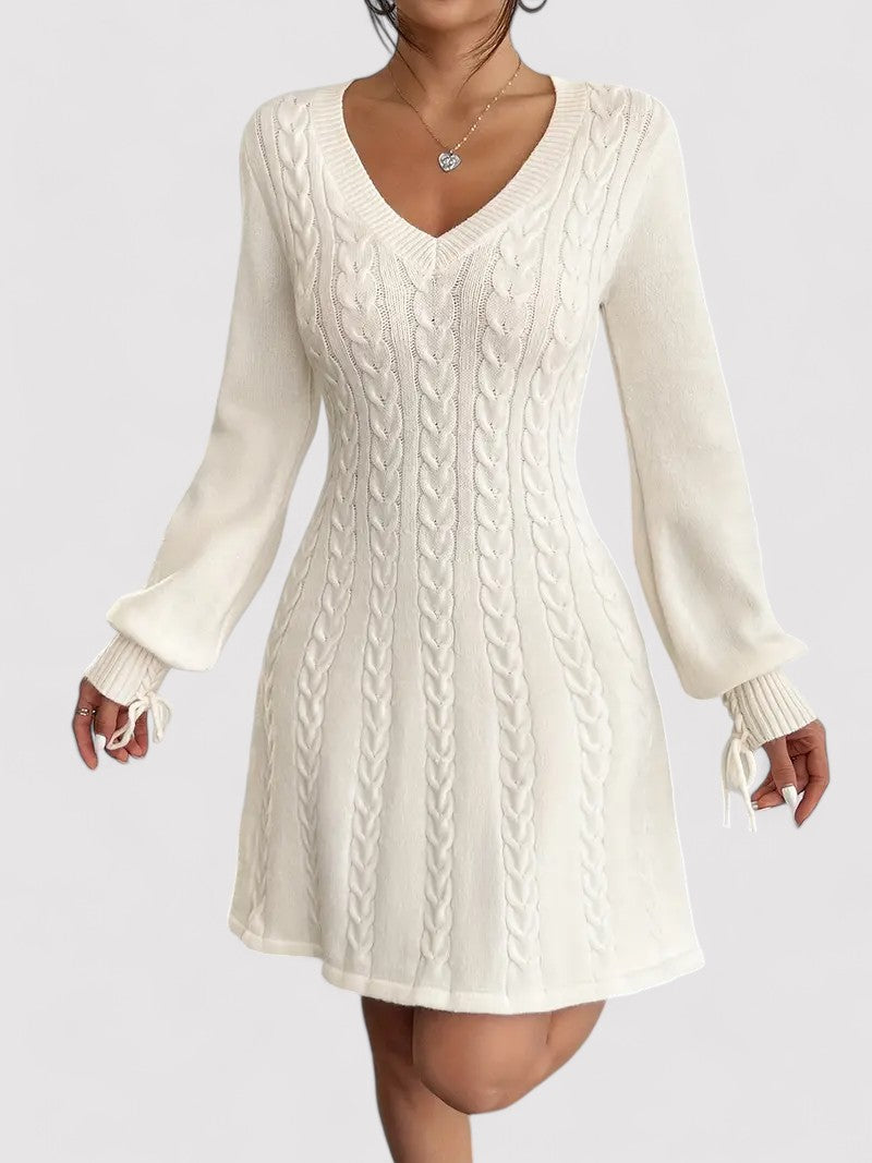 Textured Cable Pattern Knitted Dress