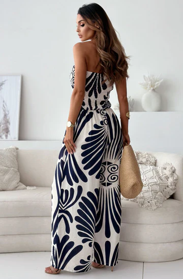 Women's Maxi Dress - Strapless Bandeau - Lightweight Fabric - Elegant Flowing Fit