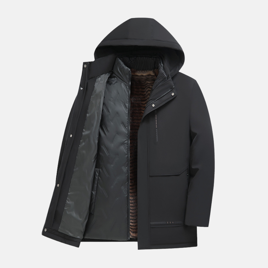 Weather-Resistant Detachable Lined Parka Jacket