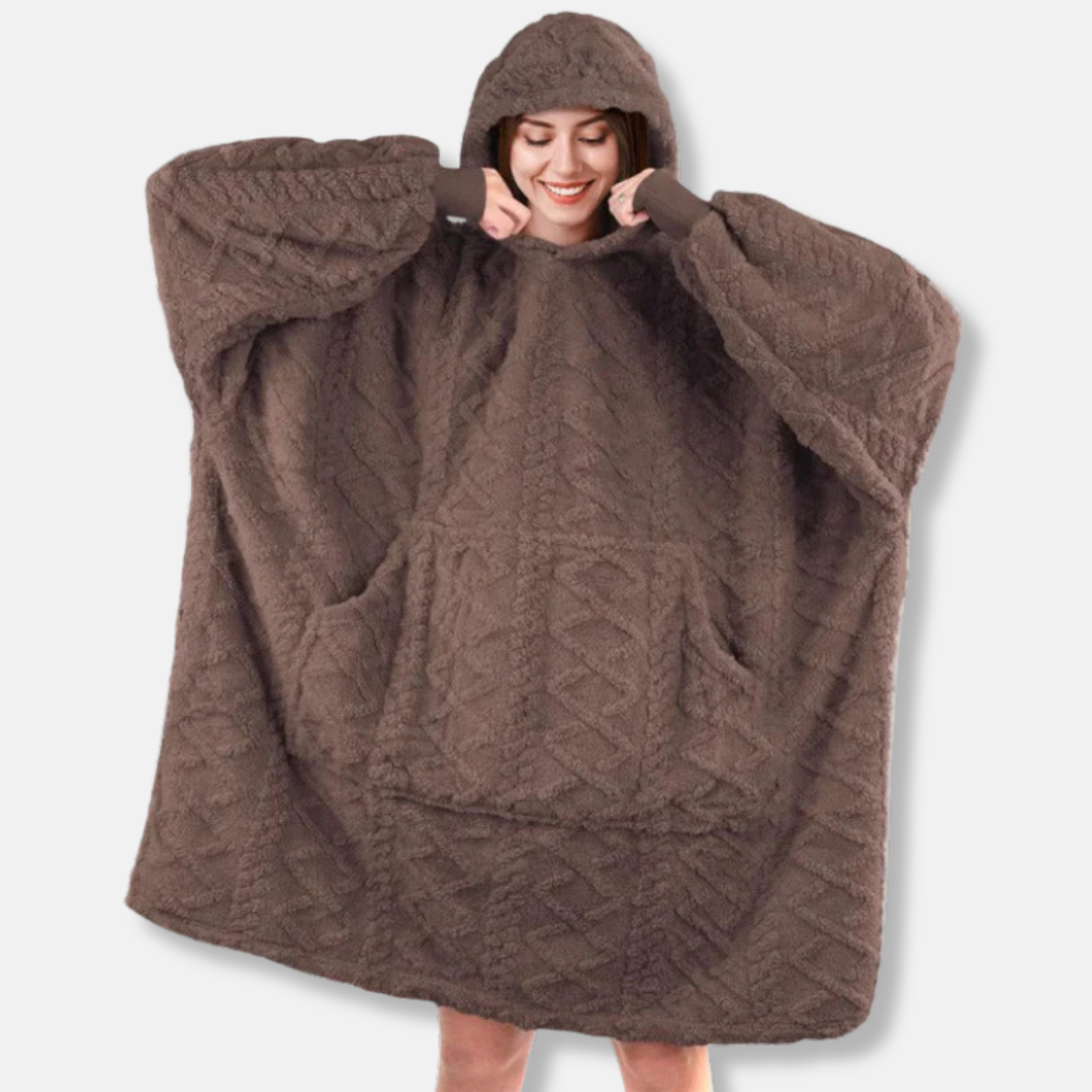 Oversized Plush Knit Wearable Blanket Hoodie