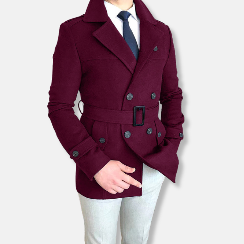 Tailored Double-Breasted Wool Blend Short Jacket