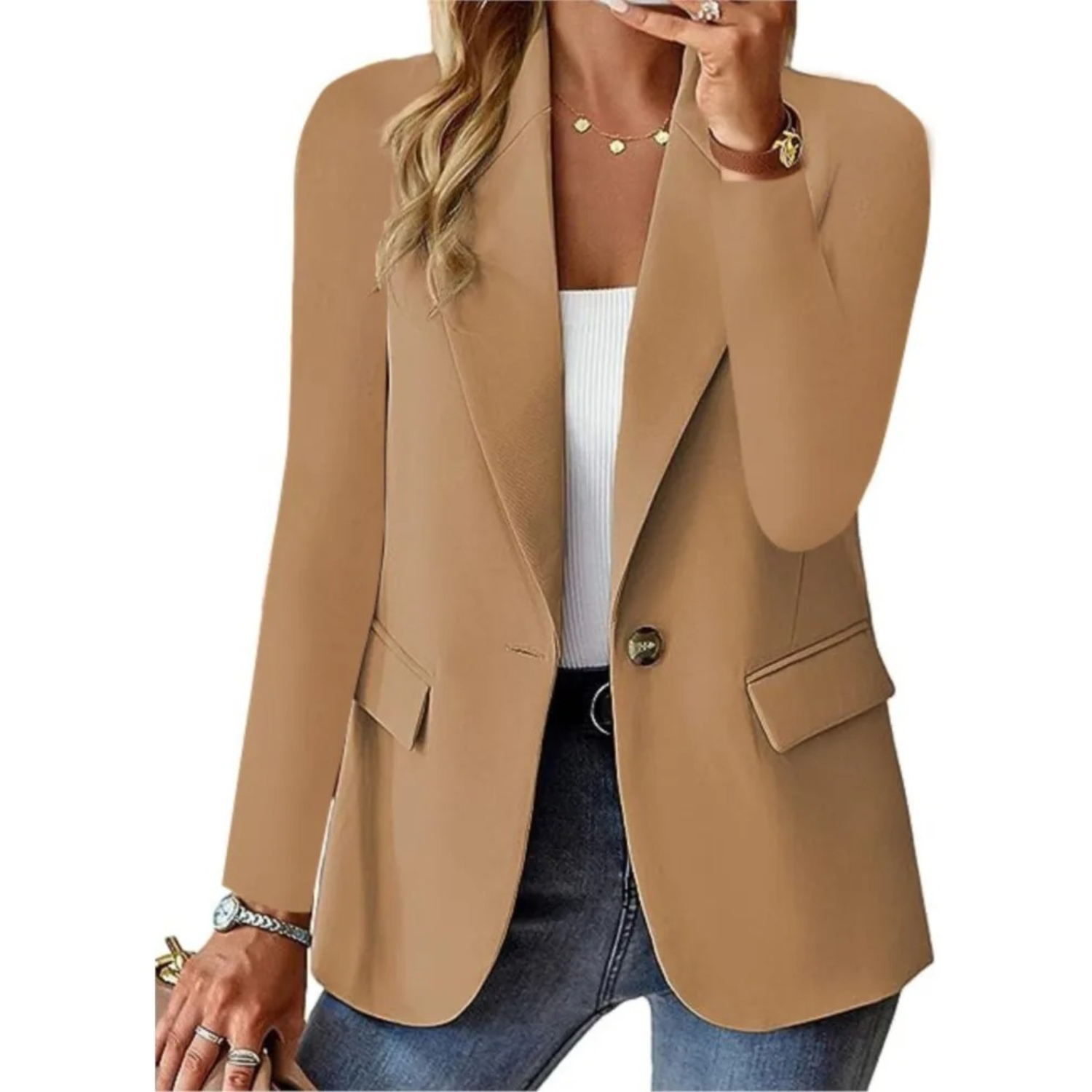 Blazer for Women - Slim Fit - Single-breasted - Button Closure - Notch-lapel