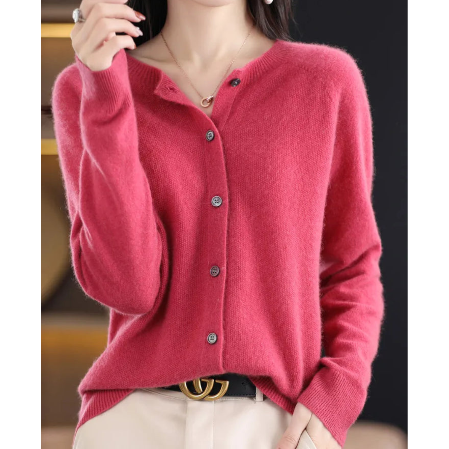 Women's Cardigan - Soft Knit - Button Closure - Relaxed Fit - Long Sleeved