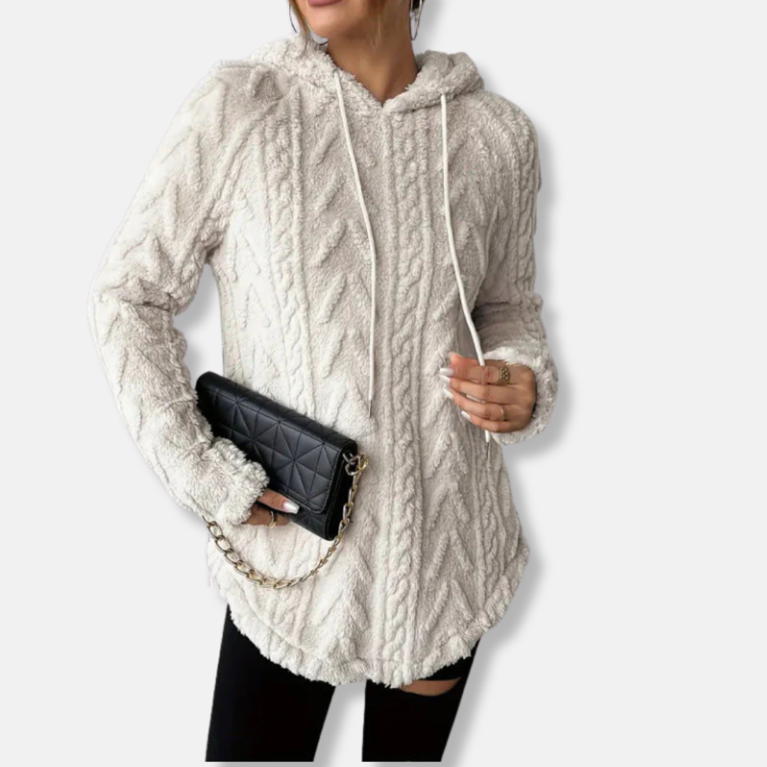 Knit Relaxed Fit Asymmetrical Hooded Sweatshirt
