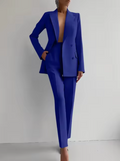 Women's Suit - Tailored Double-Breasted Blazer - High-Waisted Suit Pants