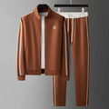 Men's Tracksuit - Zip-up Jacket & Tapered Pants - High Collar & Side Pockets