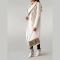 Women's Long Coat - Wool Blend - Double Breasted - Tailored Fit - Notch Lapel