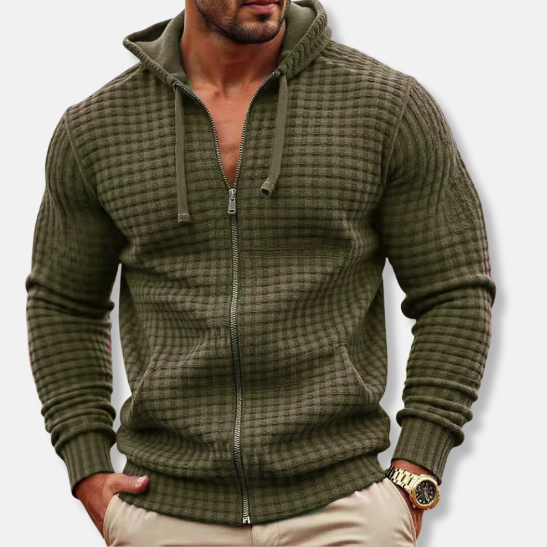 Cotton Blend Zip Front Regular Fit Hooded Sweatshirt