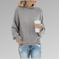 Women's Knit Sweater - Oversized Fit - Turtleneck - Soft and Warm