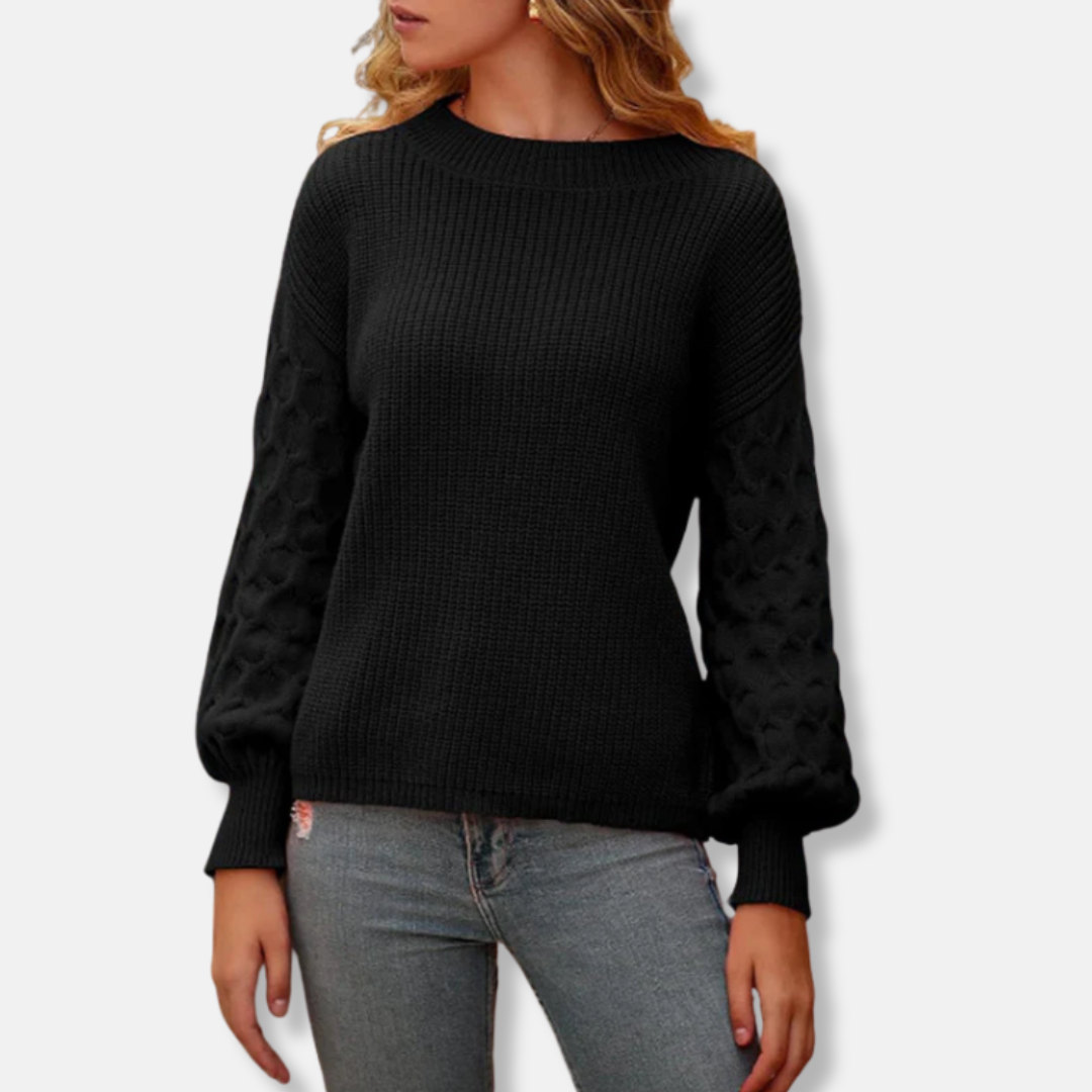 Knit Relaxed Fit Balloon Sleeve Sweatshirt