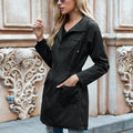 Women's Trench Coat - Lightweight Water-Repellent - Adjustable Waist - Long-Sleeved with Zipper