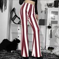 Women's Flared Pants - High-Waisted - Stretchable Fabric - Vertical Stripes - Comfort Fit