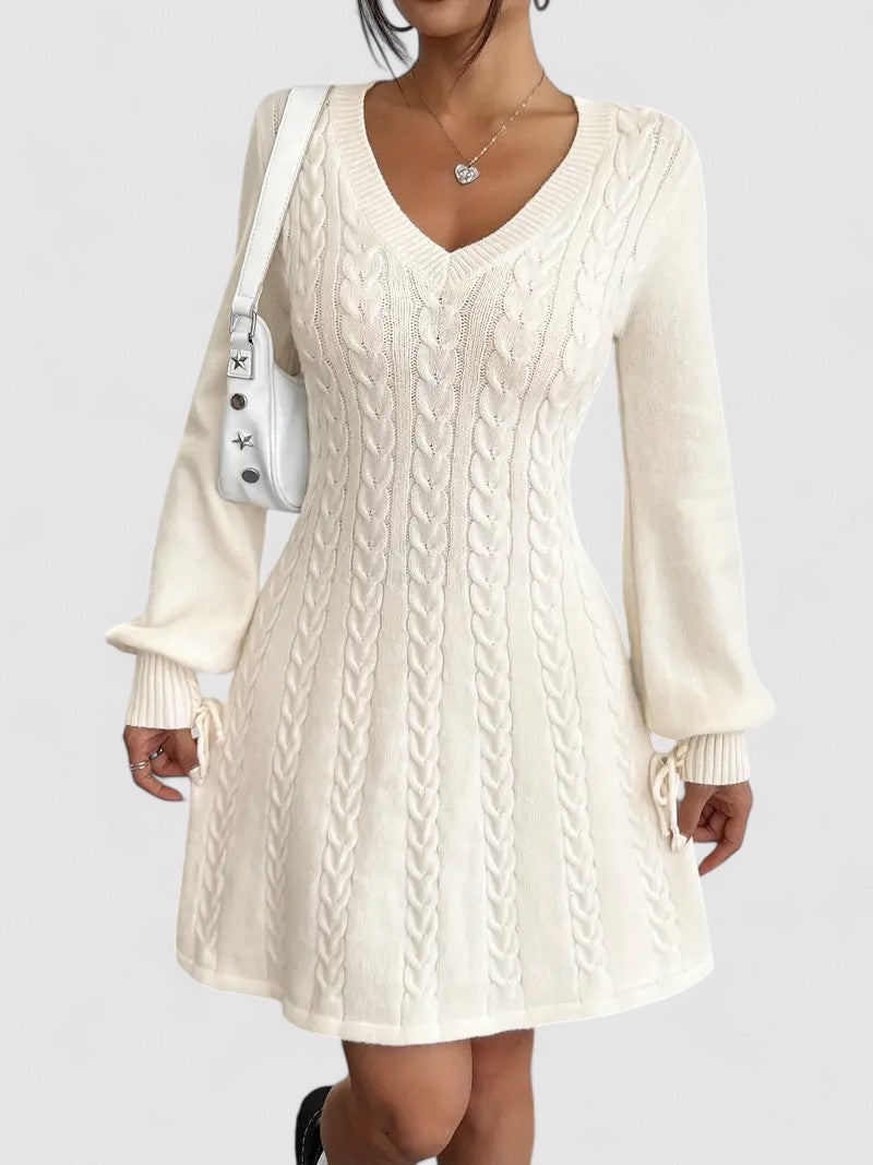Textured Cable Pattern Knitted Dress
