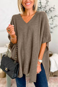 Women's Poncho Top - Soft Knit - Loose Fit - V-Neck Draped Design